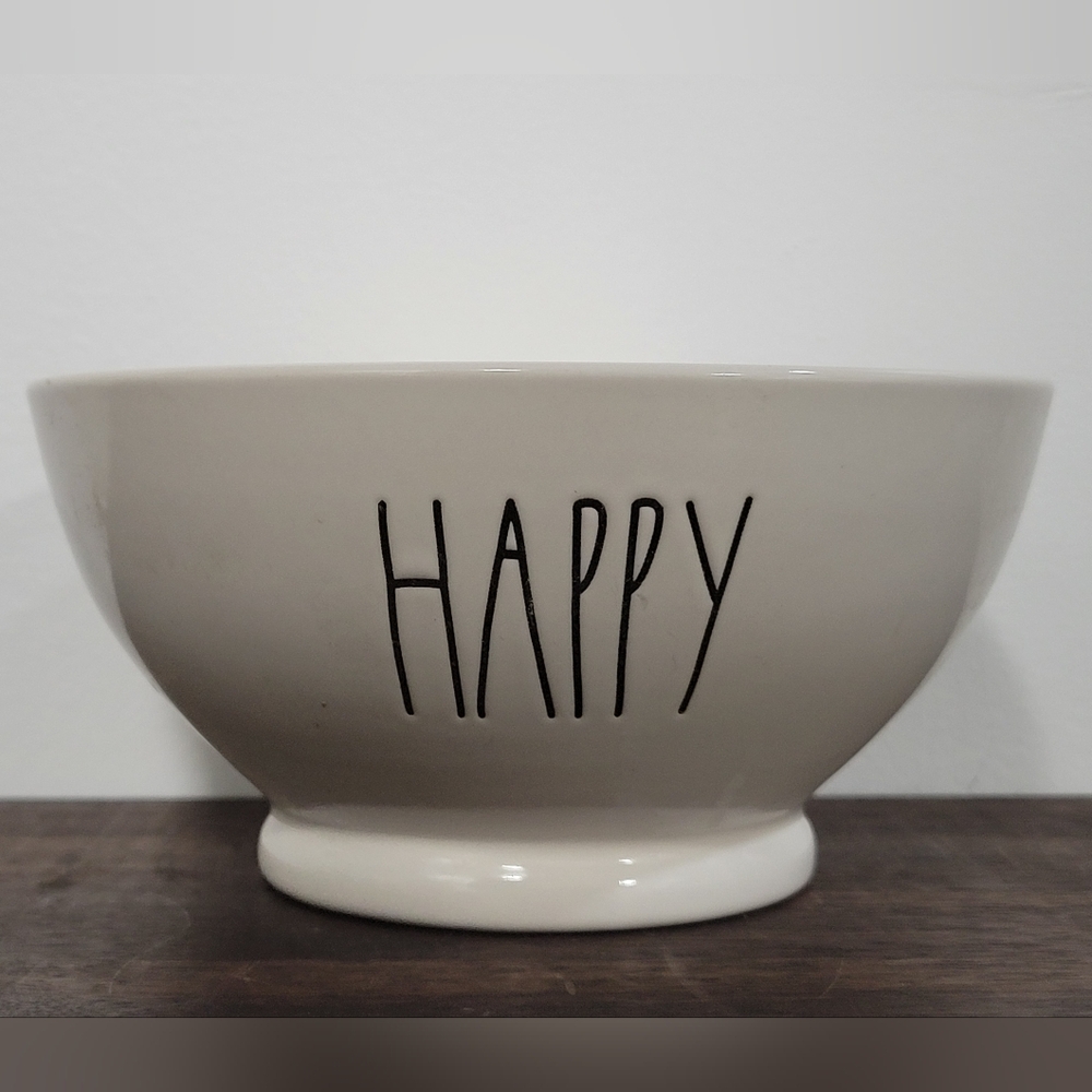 *USED* Rae Dunn Ceramic Bowl with 'HAPPY' Text